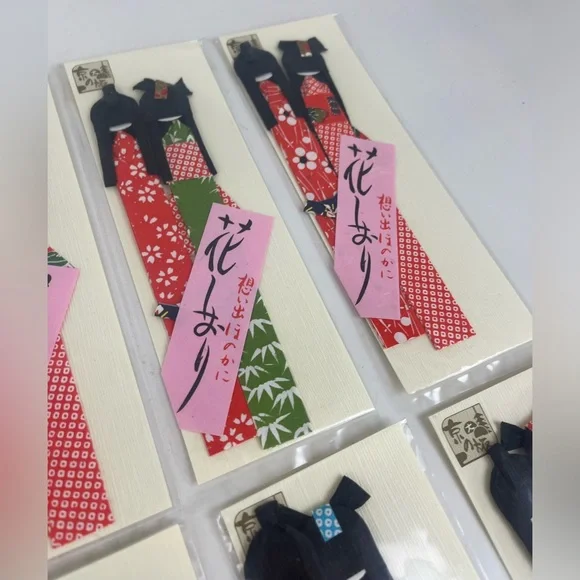 20 Vintage Japanese Style Origami Paper Geisha Doll Bookmarks New - Picture 6 of 12